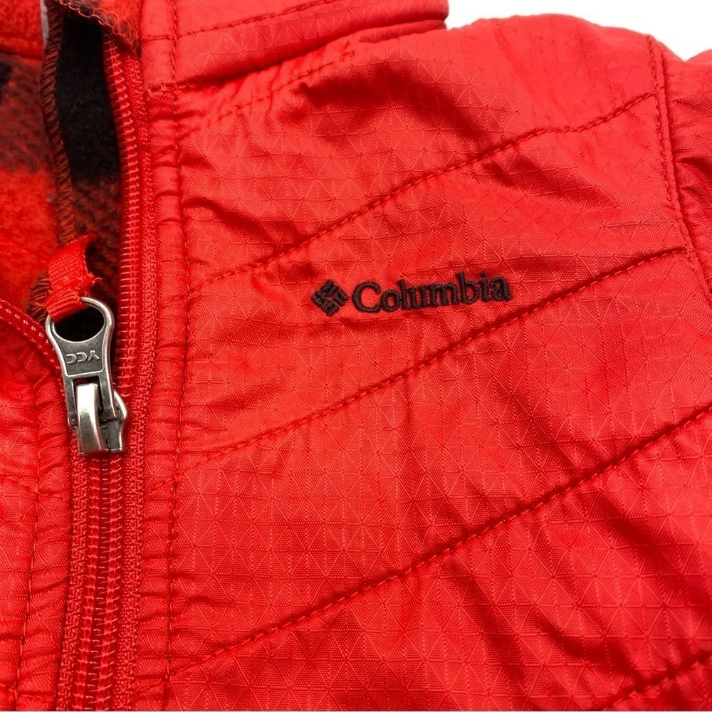 Columbia Plaid Fleece Jacket Girls Boys Size 6-12 months Red And Black Full Zip